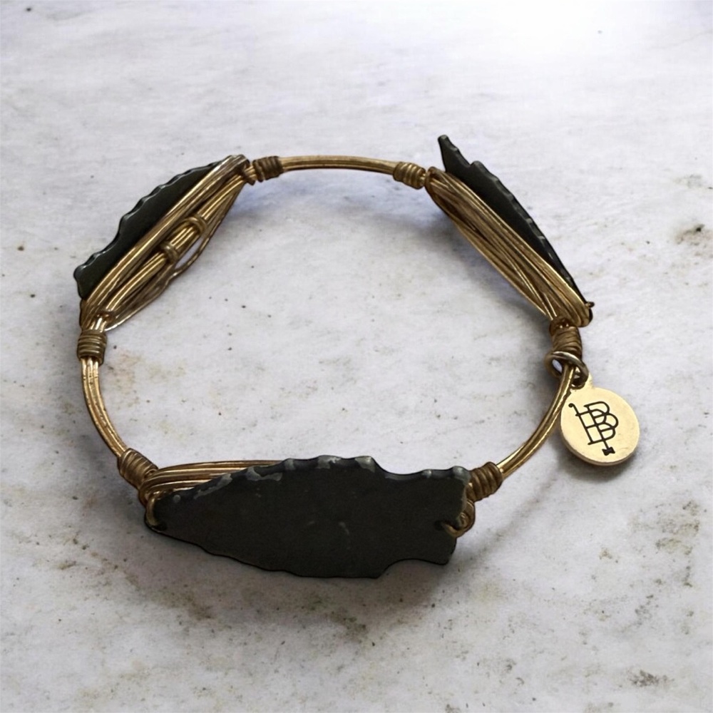 Bourbon and Bowties Arrowhead brass wire bracelet